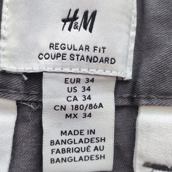 H&M casual pants regular fit grey men's size 34 - Picture 5 of 8
